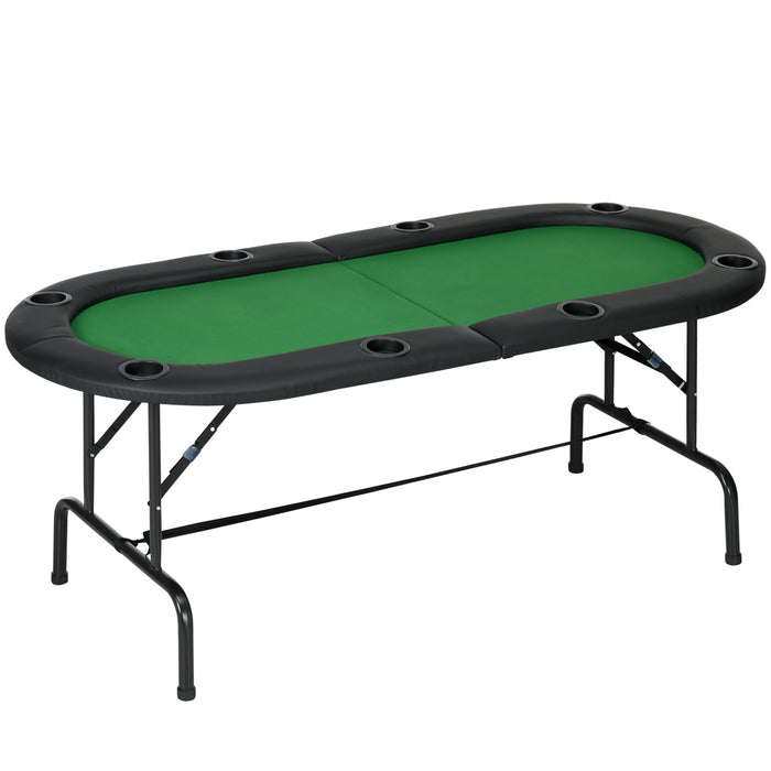 Foldable 1.83m Poker Table - Integrated Chip Trays & Cup Holders - Perfect for Home Casino Nights and Card Games