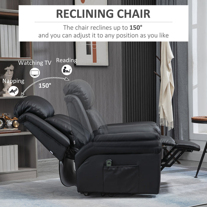 Extra Padded Electric Power Lift Recliner - PU Leather Sofa with Stand Assistance and Remote Control - Ideal Comfort Aid for Elderly and Mobility-Impaired Users