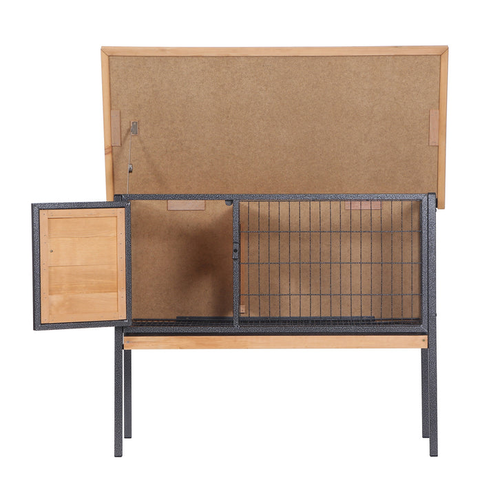 Elevated Wooden Hutch for Guinea Pigs and Bunnies - Outdoor Pet Cage with Slide-Out Tray, Lockable Door, and Openable Roof - Durable Small Animal Shelter for Secure & Easy Cleaning