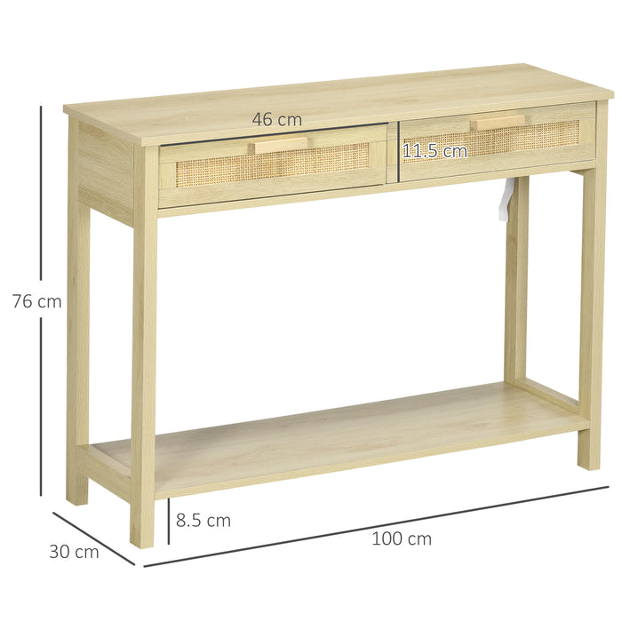 Hallway Console Storage Desk - Sofa Table with Drawer and Shelf - Ideal for Entryway, Living Room, or Bedroom Spaces