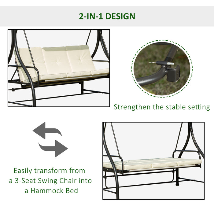 Beige/Black Swing Chair - 185x125x173 cm Comfortable Outdoor Furniture - Perfect for Patio Relaxation or Garden Lounging