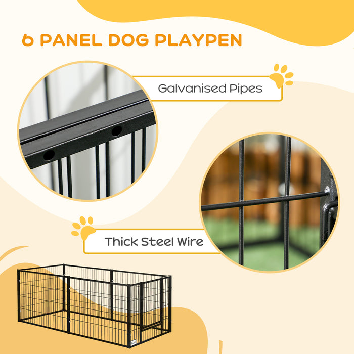 Heavy Duty Pet Playpen 6-Panel - Adjustable 82.5-150 cm Length Dog Exercise Pen, 61 cm Height - Ideal for Small Breed Dogs, Indoor & Outdoor Use