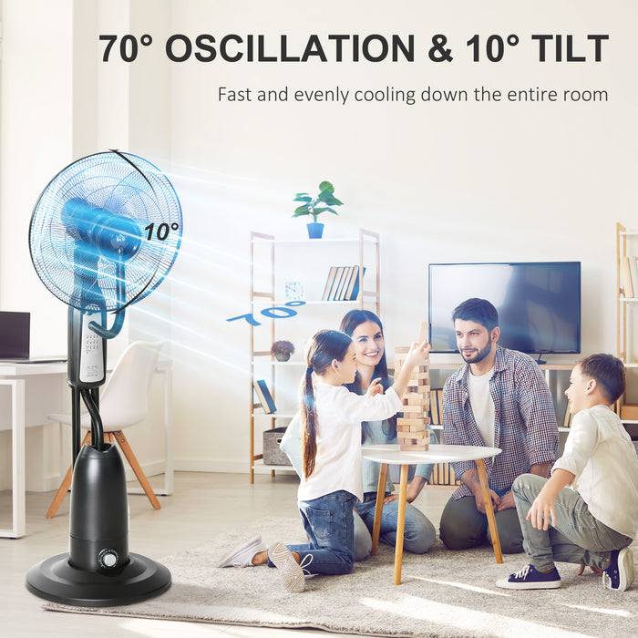 Pedestal Fan with Water Mist Feature - Humidifying 3-Speed Standing Fan, 2.8L Tank, Timer & Remote Control - Ideal for Cooling and Comfort in Dry Climates