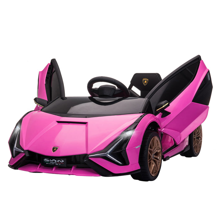 Lamborghini SIAN Kids Ride-On Car - 12V Battery-Powered Electric Toy with Remote Control, Lights, MP3 - Perfect for Ages 3-5, Pink