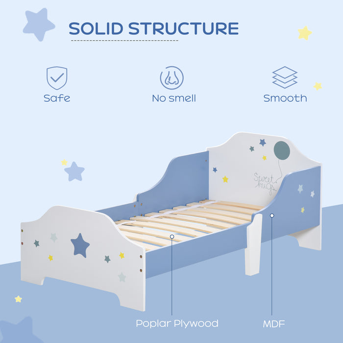 ToddlerGuard Dreamy Starry Wooden Bed - Safety-Rounded Edges, Guardrails for Protection, Fun Star Design - Ideal for Transitioning Toddlers to Big Kid Beds