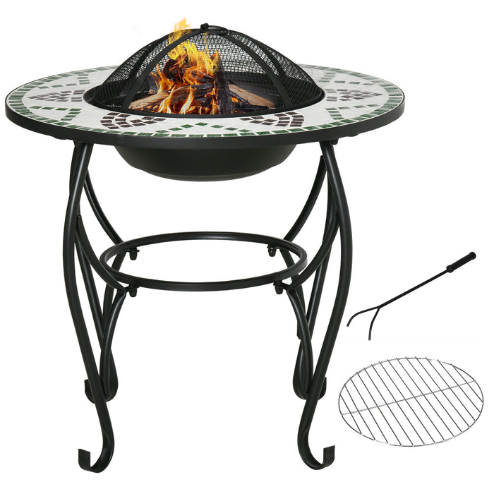 Outdoor 3-in-1 Fire Pit with BBQ Grill - Versatile Garden Table & Firepit Bowl, Includes Spark Screen and Fire Poker - Ideal for Backyard Bonfires & Patio Gatherings