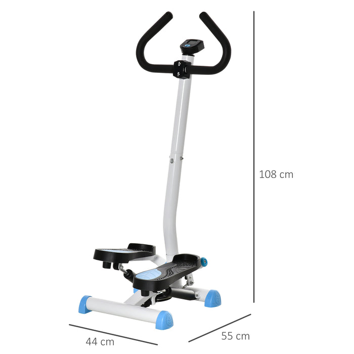Adjustable Stepper Aerobic Exercise Machine with LCD & Handlebars - Full-Body Fitness Workout Equipment, Blue - Ideal for Home Gym and Cardio Training