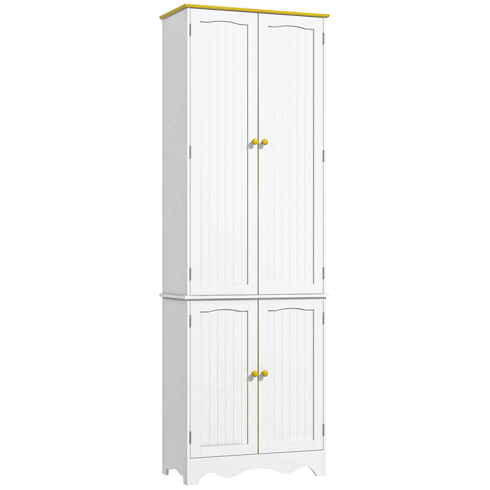 4-Door Freestanding Kitchen Cupboard - Ample Storage Organizer with Shelves, White Finish - Ideal for Home Organization and Clutter Reduction