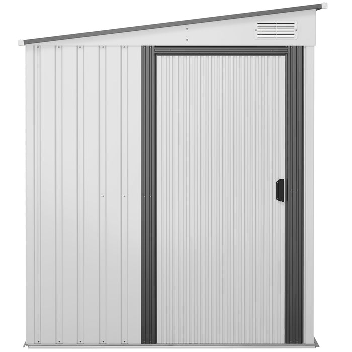 Galvanised Metal Shed 5x7 ft with Foundation - Lean-to Garden Storage, Sliding Doors, Dual Vents - Ideal for Tools and Outdoor Equipment