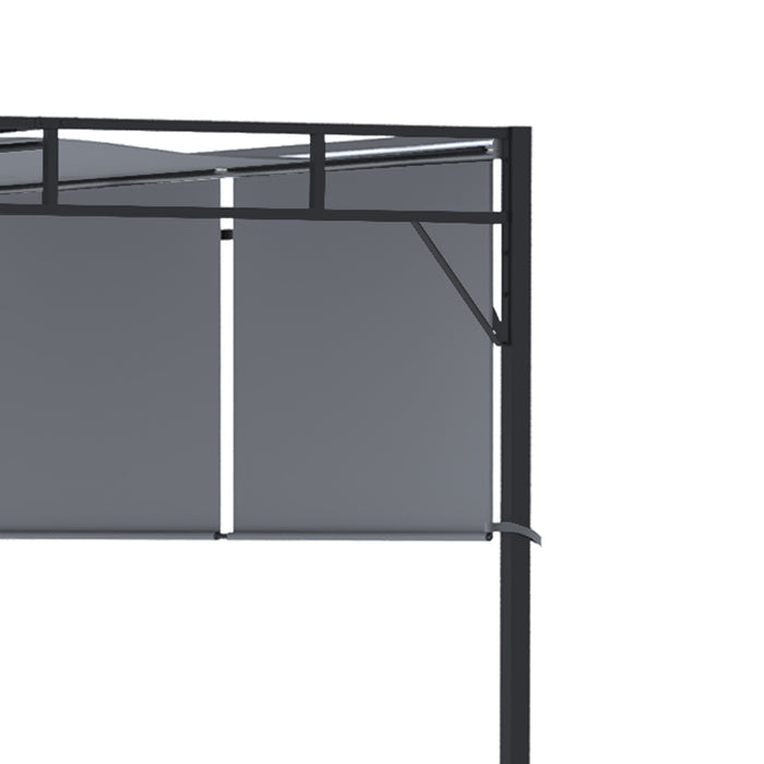 Steel Pergola Gazebo 3x3m - Garden Shelter with Retractable Roof Canopy, Dark Grey - Ideal for Outdoor Patio Relaxation and Entertaining