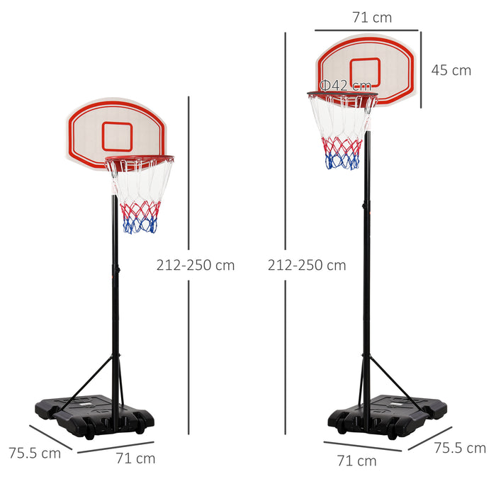 Adjustable Portable Basketball Hoop Stand - 175-215cm Height, Sturdy Rim, Large Wheels & Stable Base - Ideal for Outdoor Family Sports and Recreation