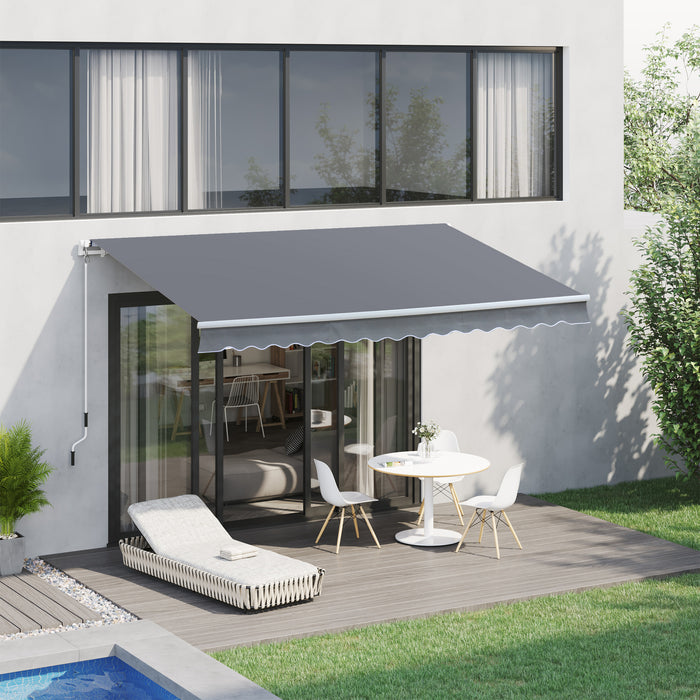 Manual Retractable Patio Awning 3x2.5m - Grey Sun Shade Shelter with Fittings and Crank Handle - Outdoor Comfort for Garden and Terrace