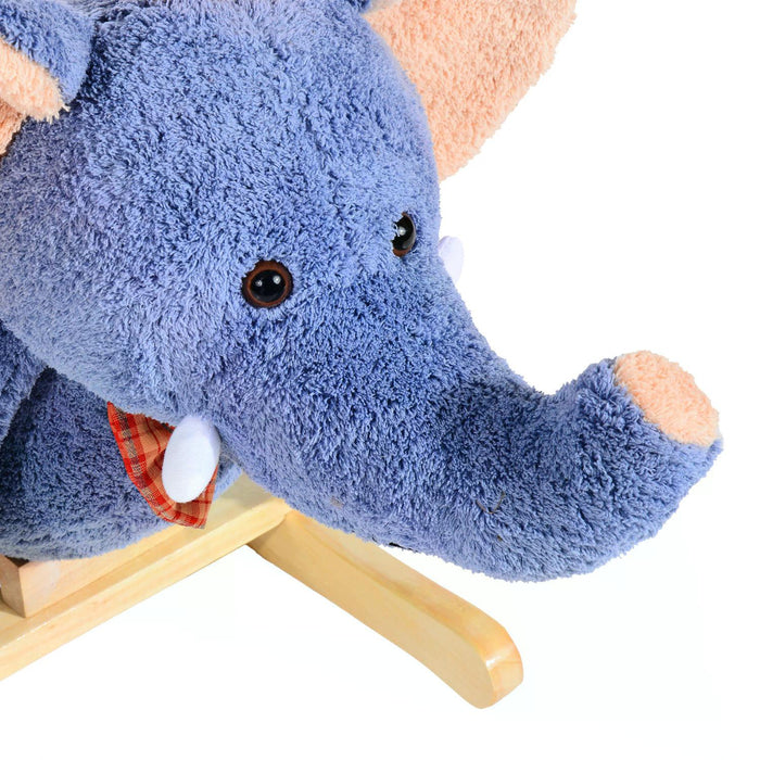 Plush Elephant Rocking Horse with Sound for Kids - Soft Toddler Rocker Seat Toy in Blue - Ideal Baby Gift for Play & Development