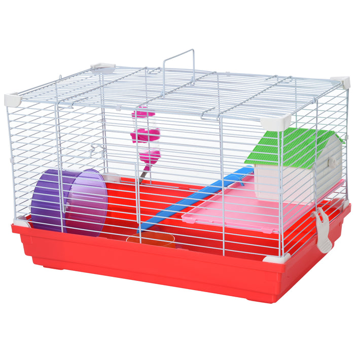 Dwarf Hamster Home Playground - Metal Cage with Built-in Tunnels, Exercise Wheel, and Water Bottle - Perfect for Pet Entertainment and Comfort