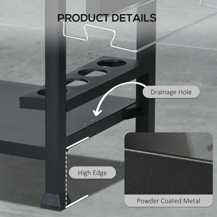 BBQ Grill Table with Durable Stainless Steel Surface - Multi-Feature Outdoor Cooking Station - Perfect for Grilling and Entertaining Enthusiasts