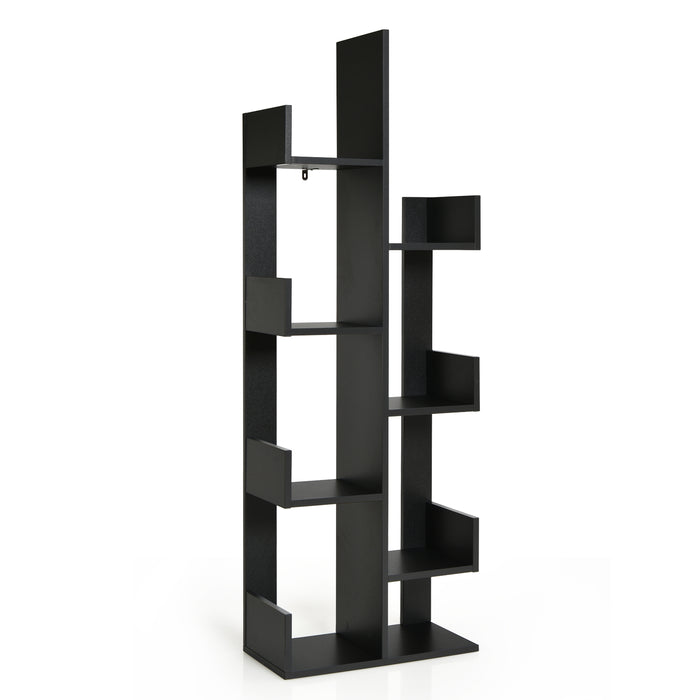 Tree Shaped Bookshelf - 8-Tier Floor Standing Unit in White - Ideal for Space Saving and Organization