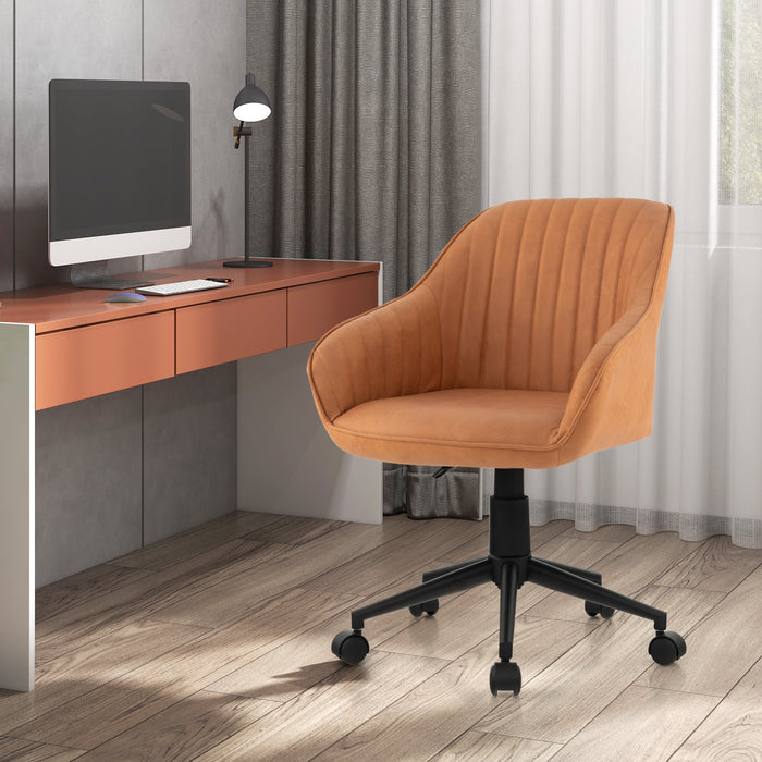 Home and Office Essentials - Rolling Chair with Backrest & Adjustable Height in Brown - Ideal for Comfortable Working Conditions