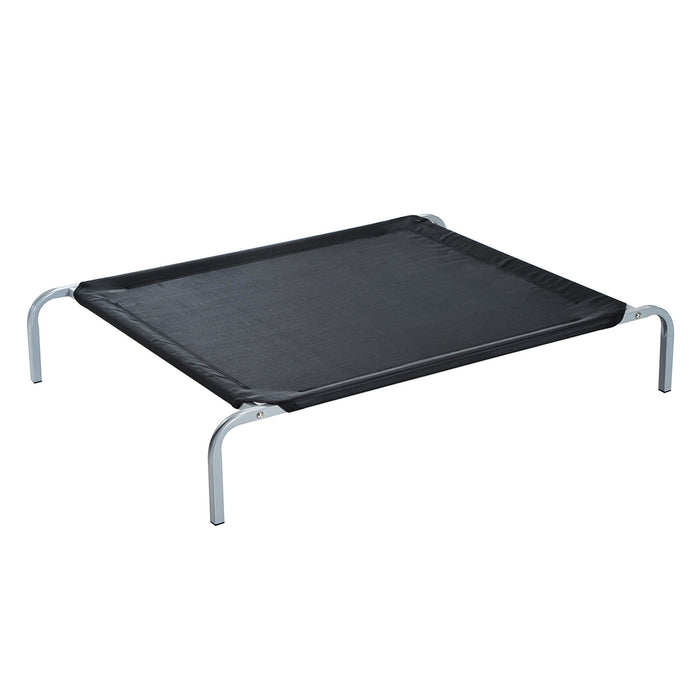 Elevated Pet Bed with Sturdy Metal Frame - Portable Raised Dog Cot for Camping, Travel, Black, Large - Ideal for Outdoor Comfort and Pet Relaxation