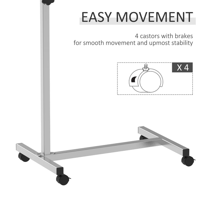 Adjustable Overbed and Chair Rolling Desk - Laptop and Notebook Stand with Lockable Casters, Wooden Top - Ideal for Home Office and Mobility Assistance