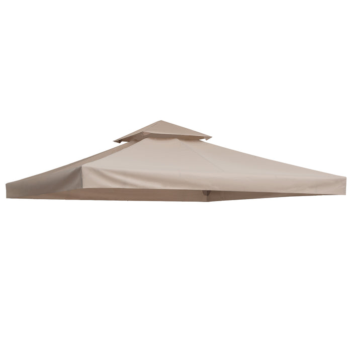 Double Tier Gazebo Canopy Replacement - 3x3m Deep Beige Pavilion Roof Cover - Ideal for Outdoor Shelter and Patio Upgrade