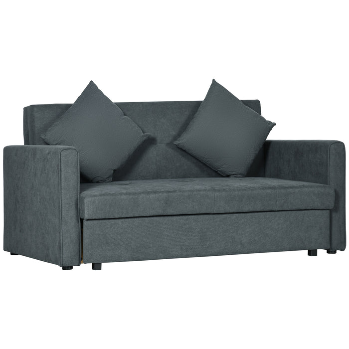 Convertible 2-Seater Sofa Bed - Fabric Upholstery with Hidden Storage Option - Ideal Space-Saving Furniture for Living Rooms