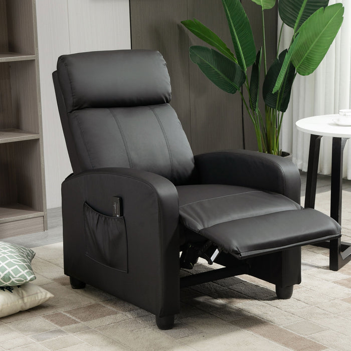 Reclining PU Leather Massage Chair with Footrest - Remote Controlled Armchair for Comfort - Ideal for Living Room, Bedroom, Home Theater