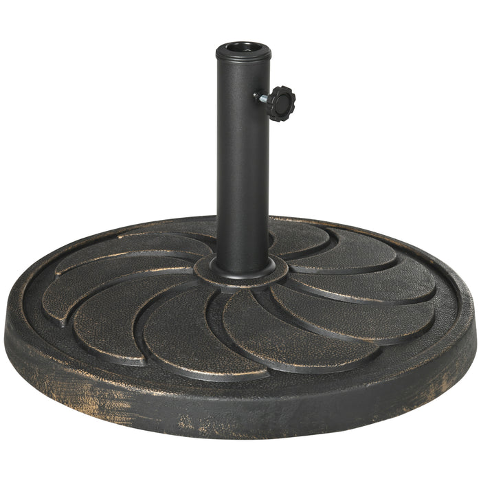 Resin Garden Parasol Base, 18kg - Round Bronze Umbrella Stand for Φ38-Φ48mm Poles - Ideal for Outdoor Market & Patio Stability