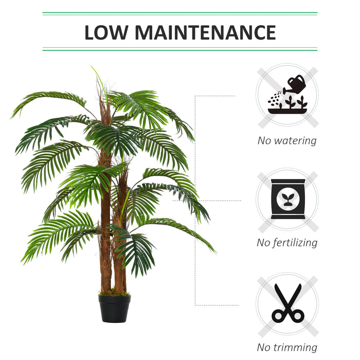 Artificial Palm Tree - 120cm/4ft Lifelike Decorative Plant with 19 Lush Leaves in Nursery Pot - Ideal for Indoor/Outdoor Home and Office Greenery