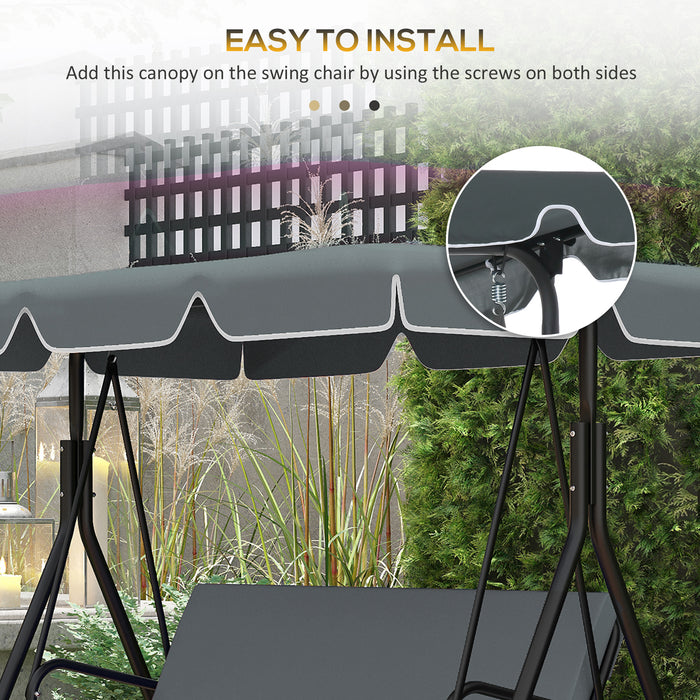 2-Seater Garden Swing Canopy Replacement - UV50+ Sun Protection, Durable Tubular Frame Compatible - Ideal for Outdoor Relaxation and Comfort, Dark Grey