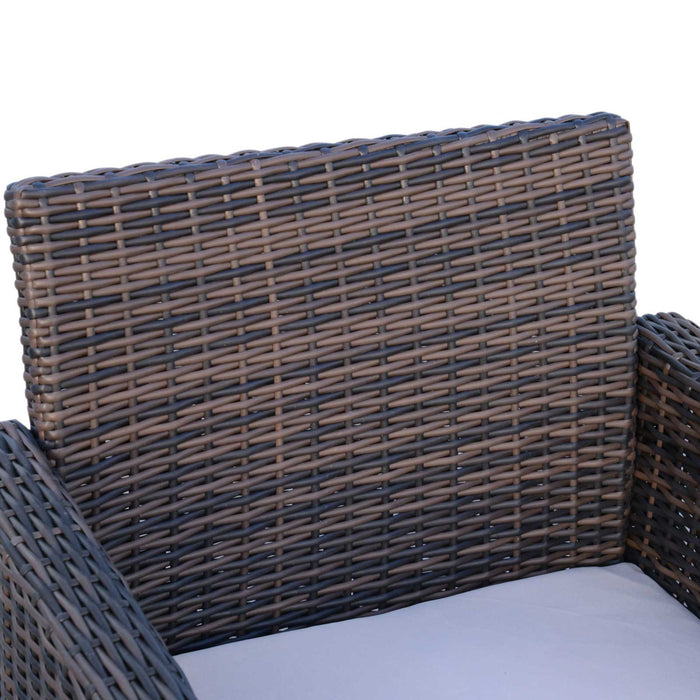 4-Seater Rattan Garden Sofa Set - Outdoor Patio Furniture with Wicker Weave 2-seater Bench, Chairs & Coffee Table - Ideal for Conservatory and Brown Patio Decor