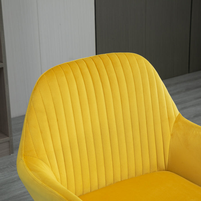 Upholstered Modern Armchair with Sleek Metal Base - Stylish Yellow Accent Chair for Living Room Comfort - Ideal for Contemporary Home Seating