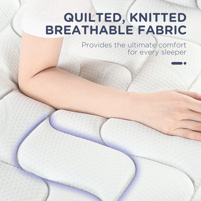 Double Pocket Sprung Mattress - Breathable Foam & Individually Wrapped Coils, 190x137x22.5cm - Ideal for Comfortable and Supportive Sleep, White