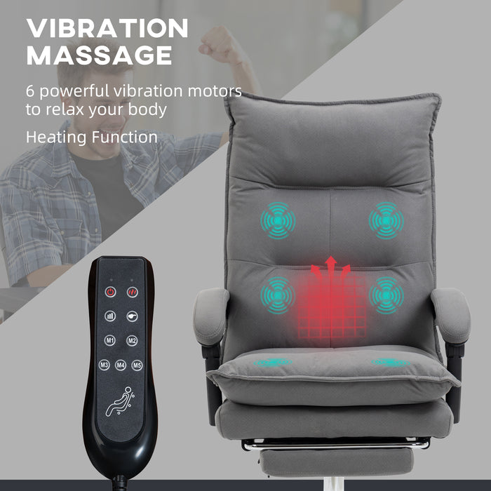 Ergonomic Heated Recliner - Vibrating Massage Office Chair with Plush Microfiber, Extendable Footrest, and Padded Armrests - Stress Relief Seating Solution for Professionals