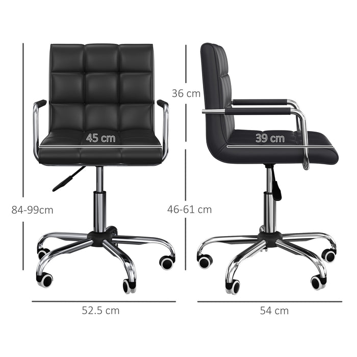 Mid Back PU Leather Swivel Desk Chair - Ergonomic Computer Chair with Adjustable Height and Wheels - Ideal for Home Office Comfort