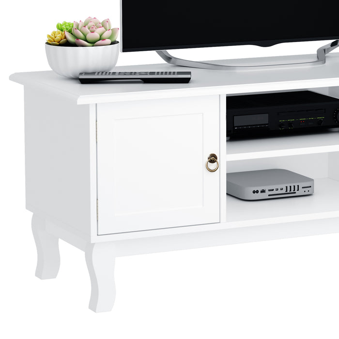 Ivory White Corner TV Stand - Sleek MDF Media Unit Table - Ideal for Space Saving & Living Room Organization