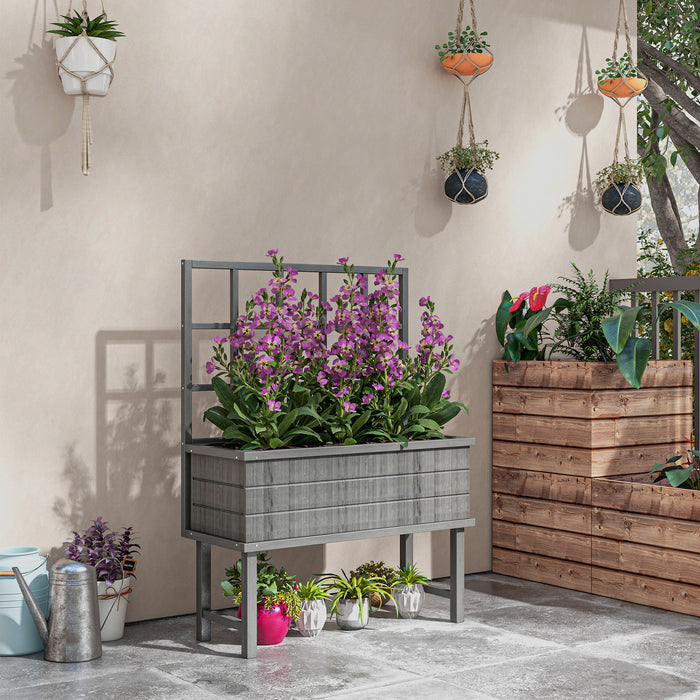 Elevated Wooden Garden Planter with Built-In Trellis - Ideal for Climbing Plants, Includes Drainage System and Protective Liner - Perfect for Gardeners Enhancing Outdoor Spaces