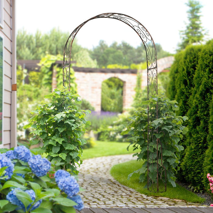 Elegant Metal Garden Rose Arch - Sturdy Arbour Trellis for Climbing Plants & Wedding Decorations - Ideal for Outdoor Events and Garden Entrances