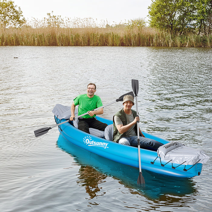 Inflatable Kayak - 2-Person Canoe Set with Air Pump and Aluminum Oars, Blue, 330x105x50cm - Perfect for Leisure Paddling and Water Adventures