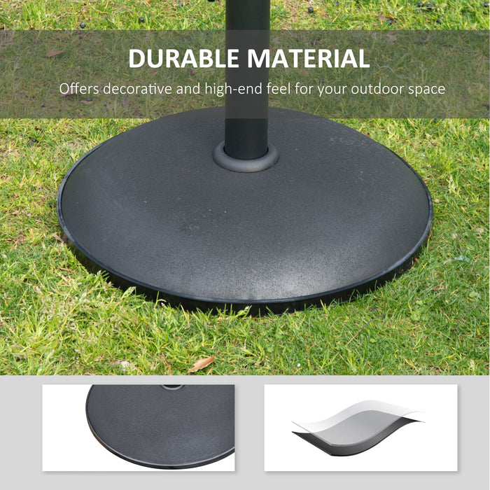 Heavy-Duty 25kg Concrete Umbrella Base - Round Black Parasol Weight Stand for Outdoor Patios, Diameter 50cm - Sturdy Support for Sunshades and Umbrellas