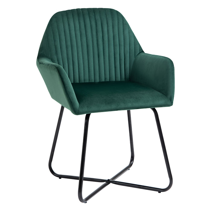 Upholstered Modern Armchair with Metal Base - Stylish Green Accent Chair for Living Room - Comfy Seating for Home Decor and Relaxation