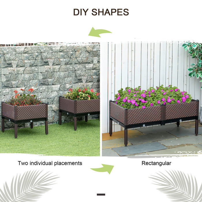 Elevated Garden Planter Set - 50cm Square Raised Beds for Flowers & Vegetables, Self-Watering Feature - Ideal for Outdoor Plant Enthusiasts & Urban Gardeners