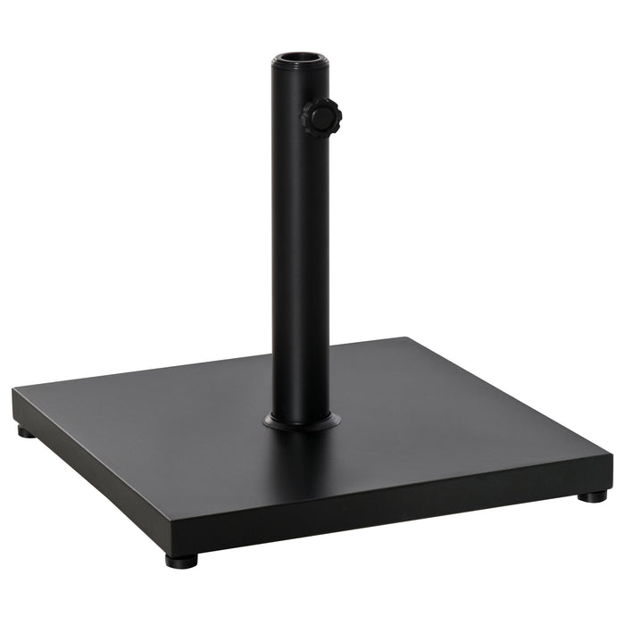 Heavy-Duty Steel Parasol Stand Base with Adjustable Knob - Square, Secure Umbrella Support, Black Finish - Ideal for Outdoor Patio Stability