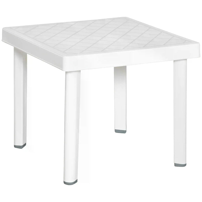 Outdoor Square Side Table - Garden Patio Coffee & Snack Stand, White - Ideal for Exterior Lounge & Entertainment Spaces