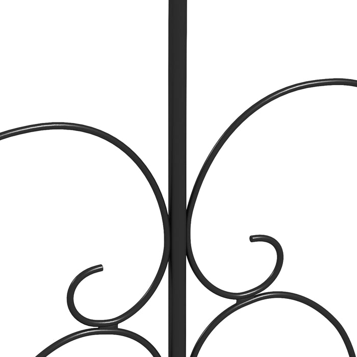 Decorative Metal Picket Fence Panels - Set of 5 with Heart-Shaped Scrollwork Design, Black Finish - Enhances Garden Aesthetics & Boundary Marking