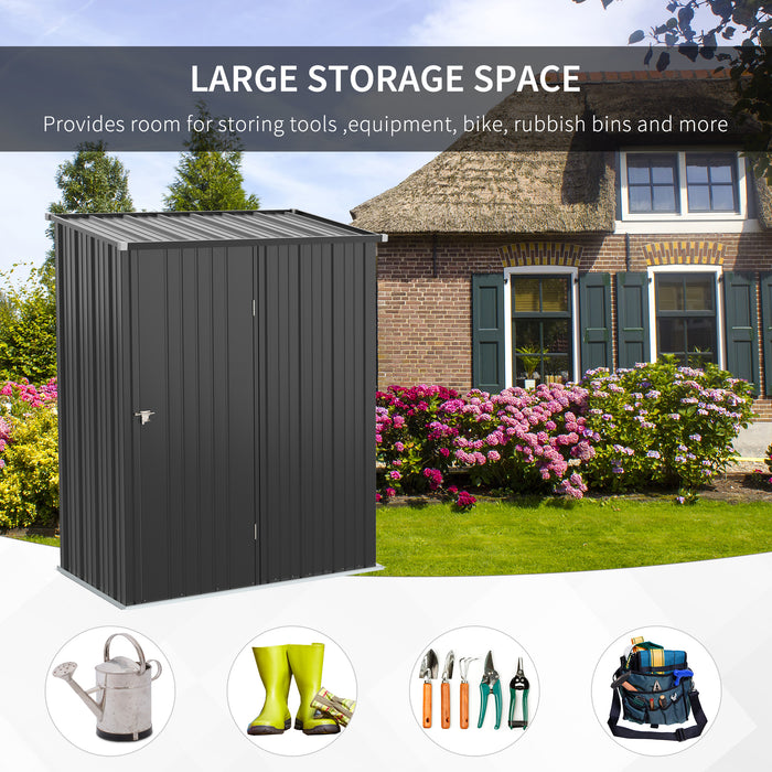 Outdoor Metal Storage Shed 5.3ft x 3.1ft - Charcoal Grey Garden Unit with Single Door - Ideal for Patio, Lawn, and Backyard Organization