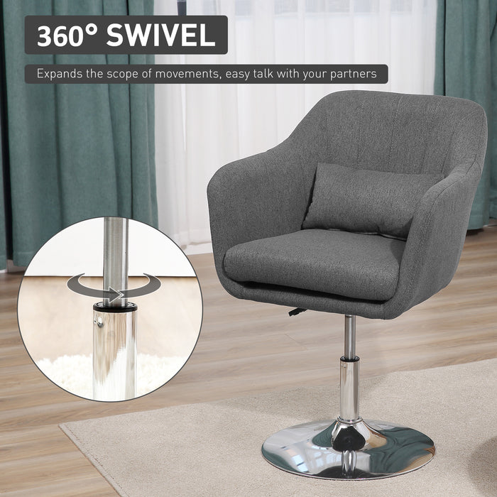 Contemporary Swivel Accent Chair with Adjustable Height - Vanity Armchair, Thick Cushion, & Lumbar Support - Ideal for Bedroom Comfort & Style