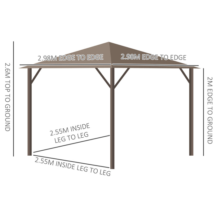Steel Hardtop Gazebo - Patio Tent Outdoor Sun Shelter with Aluminum Frame and Curtains - Ideal for Backyard Entertaining and Relaxation