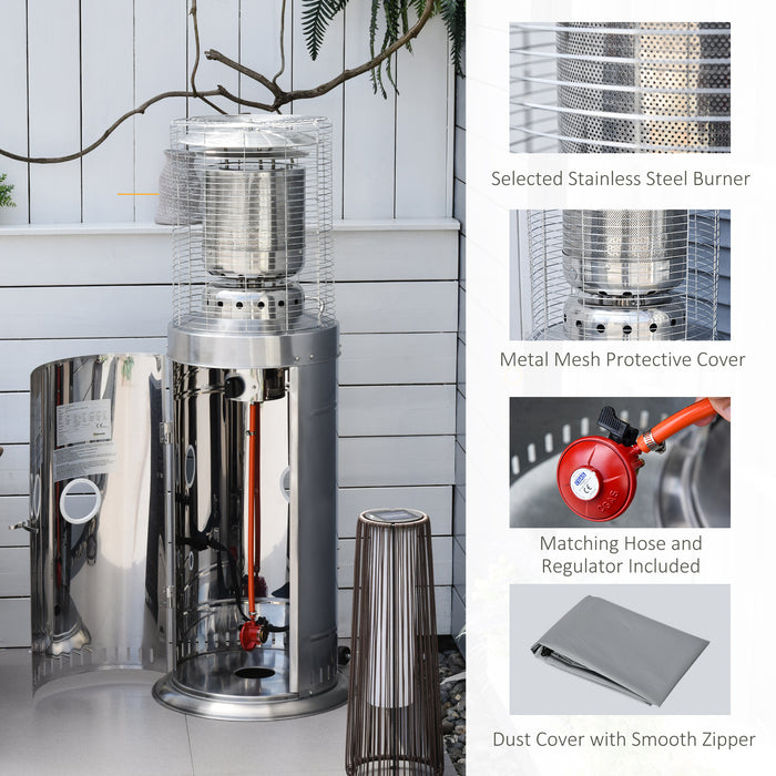 10KW Gas Patio Heater - Bullet-Style Outdoor Terrace Warmer with Dust Cover & Wheels - Ideal for Garden Heating Needs