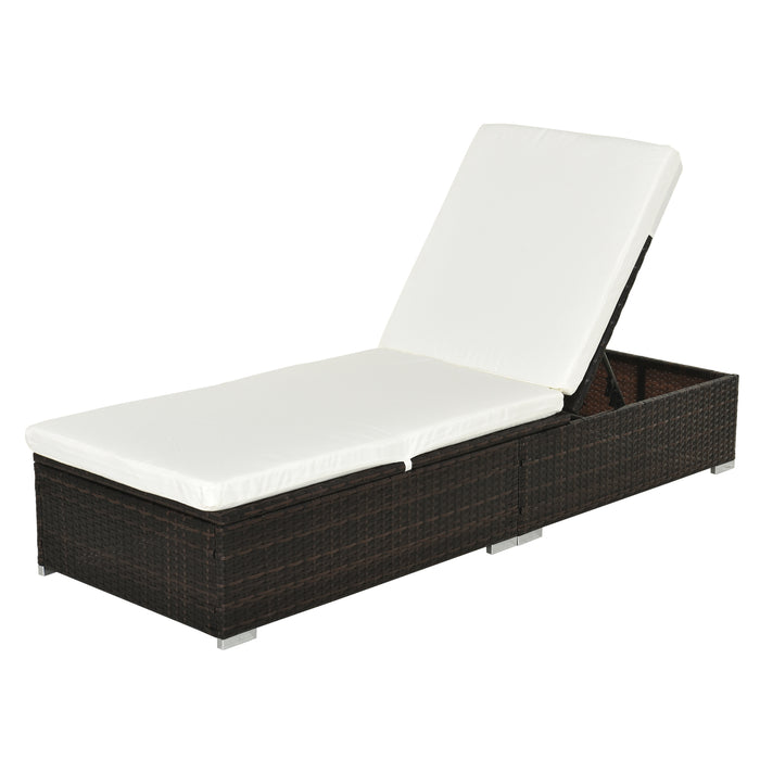 Rattan Recliner Lounger - Adjustable Wicker Sun Bed Chair with Reclining Feature - Perfect for Patio, Garden Relaxation