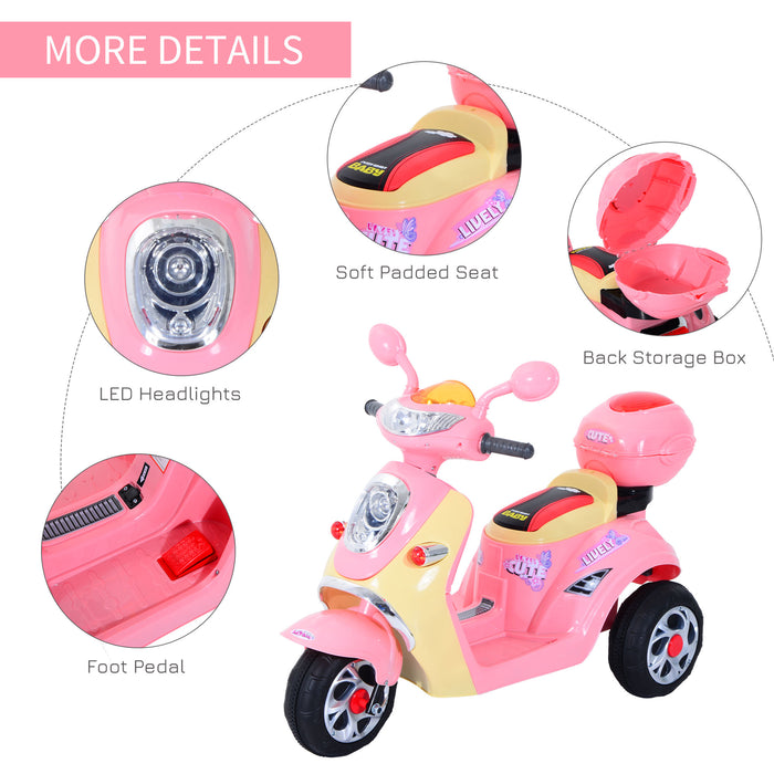 Electric Ride-On Toy Motorbike with Music and Lights - Durable Plastic Construction in Pink - Ideal for Kids' Motorized Outdoor Play